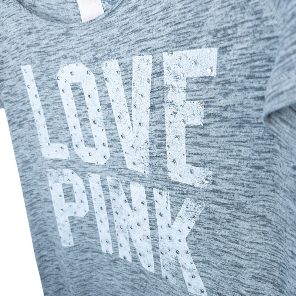Vintage 00s Y2K‎ Victoria's Secret PINK Small Gray Bling Love Night Sleep Shirt